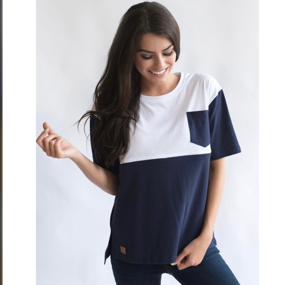 Nursing Queen Navy&White Tee with Hidden Zipper opening
